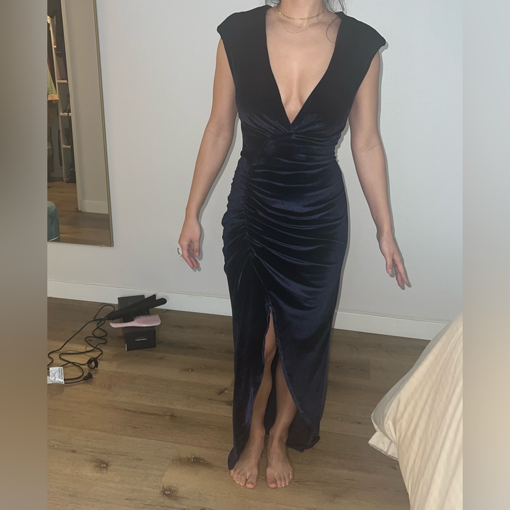 navy velvet dress - Picture 2 of 7